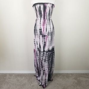 So Low Purple Tie-Dye Maxi Dress Smocked Large